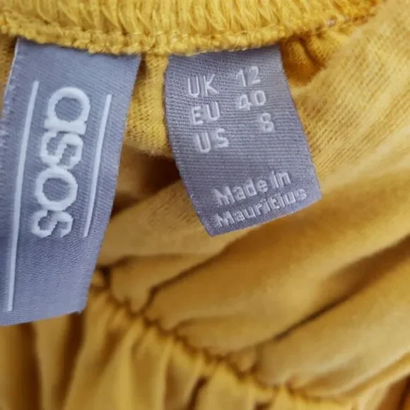 ASOS Yellow Strappy Summer 100% Cotton Sun Dress Size 8 - Picture 2 of 6